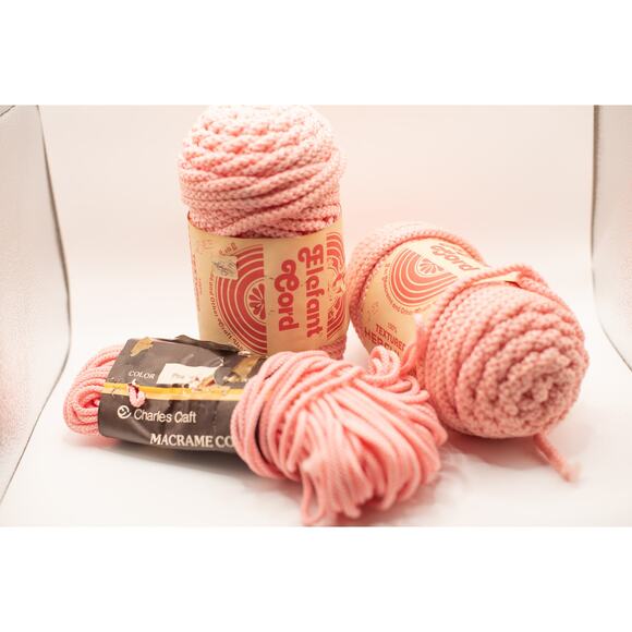 Vintage NOS 70s Pink Macrame Cording Lot, Elefant Textured Olefin Cord, Crafts - Picture 1 of 9